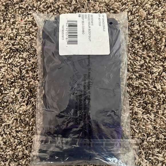 Free People NWT magic hour bodysuit in deep sea combo/ purple in medium. - Picture 7 of 8